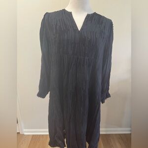 Ann Taylor Navy Long Sleeve Dress with Lace Detail